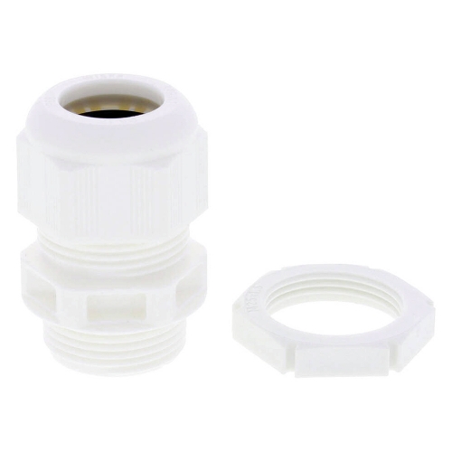 Wiska 99706 White 25mm Nylon IP68 Dome Top Cable Gland With Locknut Cable DiaØ: 9mm - 17mm