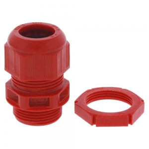 Wiska 99707 Red 25mm Nylon IP68 Dome Top Cable Gland With Locknut Cable DiaØ: 9mm - 17mm