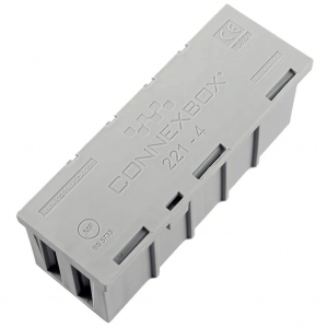 Connexbox 221-4 WB2-001-G Grey (Pack 6) Electrical Junction Box For Wago Connectors (Formerly Sold As 207-3301)