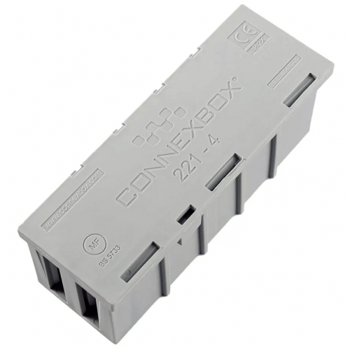 Connexbox 221-4 WB2-001-G Grey (Pack 6) Electrical Junction Box For Wago Connectors (Formerly Sold As 207-3301)