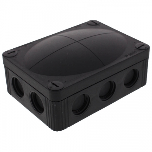 Wiska 10113408 COMBI® 310 Black IP66/IP67 400V Weatherproof Junction Box With 10 Self Sealing Cable Inlets Without Terminals L:117mm | W:85mm | D:51mm