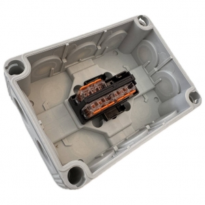 Wiska 10113410 COMBI® 310 Grey IP66/IP67 400V Weatherproof Junction Box With 10 Self Sealing Cable Inlets & 3 x 221-413 Wago Lever Connectors L:117mm | W:85mm | D:51mm