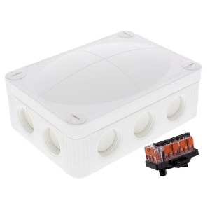 Wiska 10113412 COMBI® 310 White IP66/IP67 400V Weatherproof Junction Box With 10 Self Sealing Cable Inlets & 3 x 221-413 Wago Lever Connectors L:117mm | W:85mm | D:51mm