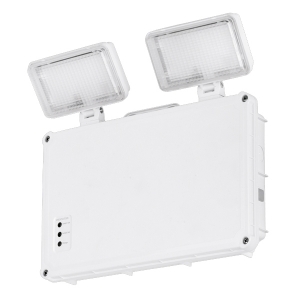 Aurora AU-EMTS3W/65 White 3W 400Lm 240V IP65 Self-Test Non-Maintained Emergency LED Twin Spot LWith 2 x 1.5W Adjustable Heads & Daylight White 6500K LEDs