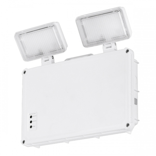 Aurora AU-EMTS3W/65 White 3W 400Lm 240V IP65 Self-Test Non-Maintained Emergency LED Twin Spot LWith 2 x 1.5W Adjustable Heads & Daylight White 6500K LEDs