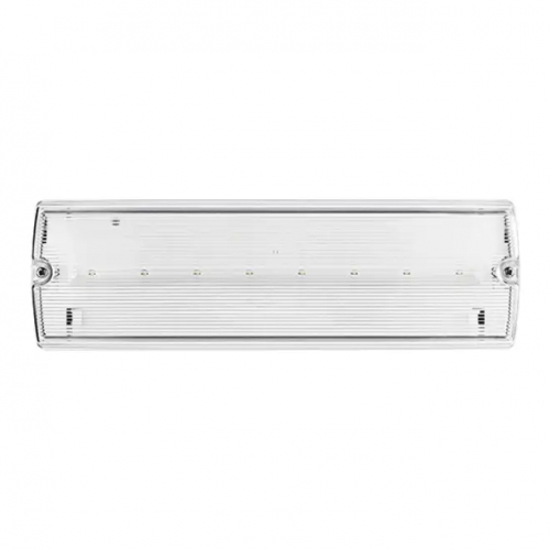 Ovia OBKN3 Orbik White 3W 120Lm 240V IP65 Self-Test Emergency LED Bulkhead With Clear Ribbed Diffuser & Dalight White 5500K LEDs