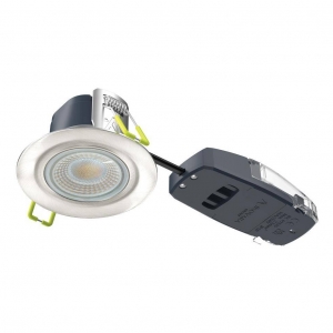 Collingwood Lighting DLT389BS Brushed Steel H2 Lite Select 5W 600-650Lm IP65 Fixed 3CCT Selectable LED Fire-Rated Downlight With Fast Fit Connector