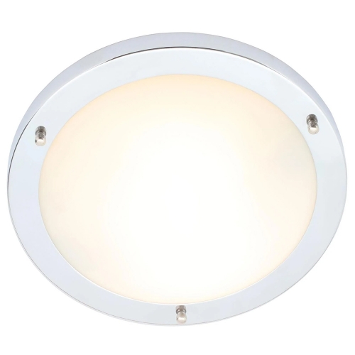 Forum Lighting SPA-34047-CHR Delphi Chrome 18W 900Lm IP44 314mm Round LED Flush Bathroom Ceiling Light With Cool White 4000K LEDs & Glass Opal Diffuser