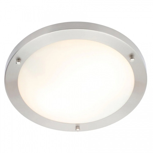 Forum Lighting SPA-34047-SNIC Delphi Satin Nickel 18W 900Lm IP44 314mm Round LED Flush Bathroom Ceiling Light With Cool White 4000K LEDs & Glass Opal Diffuser