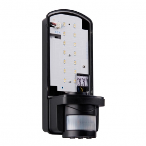 Saxby 73716 MotionLED Black 6W 600Lm IP44 3CCT Selectable LED Security Bulkhead With 120° | 10m PIR & Frosted Prismatic Diffuser