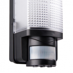 Saxby 73716 MotionLED Black 6W 600Lm IP44 3CCT Selectable LED Security Bulkhead With 120° | 10m PIR & Frosted Prismatic Diffuser