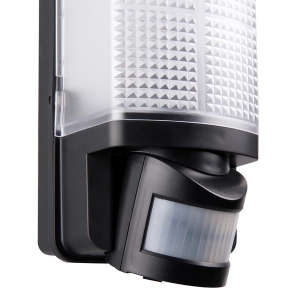 Saxby 73716 MotionLED Black 6W 600Lm IP44 3CCT Selectable LED Security Bulkhead With 120° | 10m PIR & Frosted Prismatic Diffuser