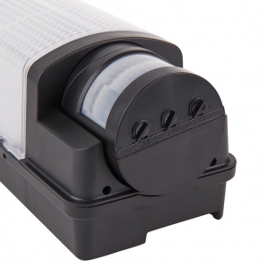 Saxby 73716 MotionLED Black 6W 600Lm IP44 3CCT Selectable LED Security Bulkhead With 120° | 10m PIR & Frosted Prismatic Diffuser