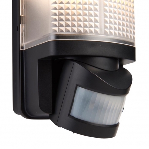 Saxby 48739 Motion Black 10W IP44 GLS Security Bulkhead With 120° | 10m PIR & Frosted Prismatic Diffuser - Requires Lamp