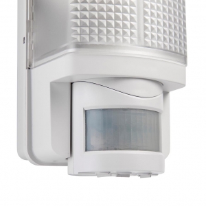 Saxby 48740 Motion White 10W IP44 GLS Security Bulkhead With 120° | 10m PIR & Frosted Prismatic Diffuser - Requires Lamp