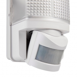 Saxby 48740 Motion White 10W IP44 GLS Security Bulkhead With 120° | 10m PIR & Frosted Prismatic Diffuser - Requires Lamp