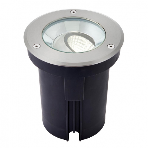 Saxby 90963 Hoxton Stainless Steel 13W 1000Lm IP67 141mm Round LED Driveover Ground Light Adjustable LED Driveover Ground Light With Cool White 4000K LEDs