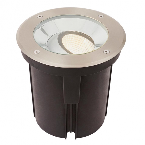 Saxby 94059 Hoxton Stainless Steel 16.5W 1550Lm IP67 185mm Round LED Driveover Ground Light Adjustable LED Driveover Ground Light With Warm White 3000K LEDs