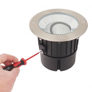 Saxby 94060 Hoxton Stainless Steel 16.5W 1550Lm IP67 185mm Round LED Driveover Ground Light Adjustable LED Driveover Ground Light With Cool White 4000K LEDs
