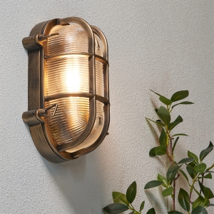 Forum ZN-44230-GLD Davey Gold 10W IP44 Caged Oval GLS Wall Light - Requires Lamp