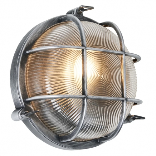 Forum ZN-44231-SIL Gali Silver 10W IP44 260mm Caged Round GLS Wall Light - Requires Lamp