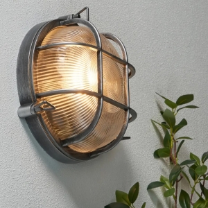 Forum ZN-44231-SIL Gali Silver 10W IP44 260mm Caged Round GLS Wall Light - Requires Lamp