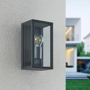 Forum ZN-20944-BLK Minerva Anthracite 10W IP44 Rectangular Box Style Wall Light With Clear Glass Panels - Requires GLS Lamp