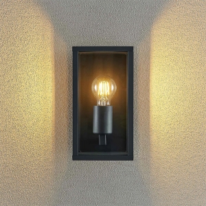 Forum ZN-20944-BLK Minerva Anthracite 10W IP44 Rectangular Box Style Wall Light With Clear Glass Panels - Requires GLS Lamp