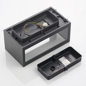 Forum ZN-20944-BLK Minerva Anthracite 10W IP44 Rectangular Box Style Wall Light With Clear Glass Panels - Requires GLS Lamp