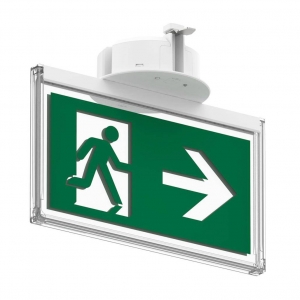Collingwood Lighting EMBLRWDP Salvus White IP20 2.5W 34Lm DALi-2 Maintained Emergency Exit Sign With Daylight White 6500K LEDs & Full Legend Set