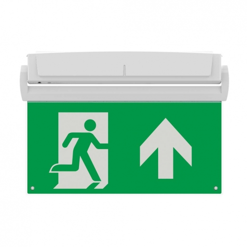 Collingwood Lighting EMBLWMS Salvis White IP20 2.5W 30Lm Maintained Manual/Self-Test Emergency Exit Sign With Daylight White 6500K LEDs & Full Legend Set