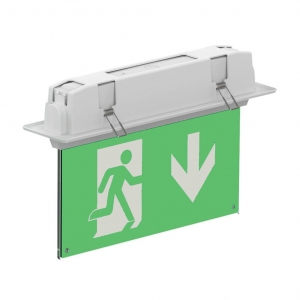 Collingwood Lighting EMBLWMS Salvis White IP20 2.5W 30Lm Maintained Manual/Self-Test Emergency Exit Sign With Daylight White 6500K LEDs & Full Legend Set