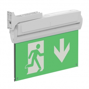 Collingwood Lighting EMBLWMS Salvis White IP20 2.5W 30Lm Maintained Manual/Self-Test Emergency Exit Sign With Daylight White 6500K LEDs & Full Legend Set