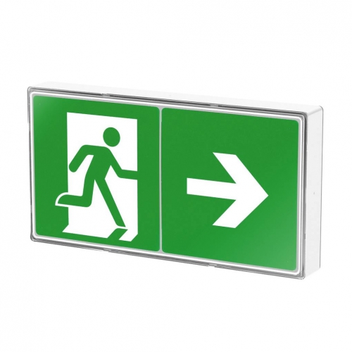 Collingwood Lighting EMBXWMSHP Salvus White IP65 3W 70Lm Maintained Manual/Self-Test Emergency Exit Box With Daylight White 6500K LEDs & Full Legend Set