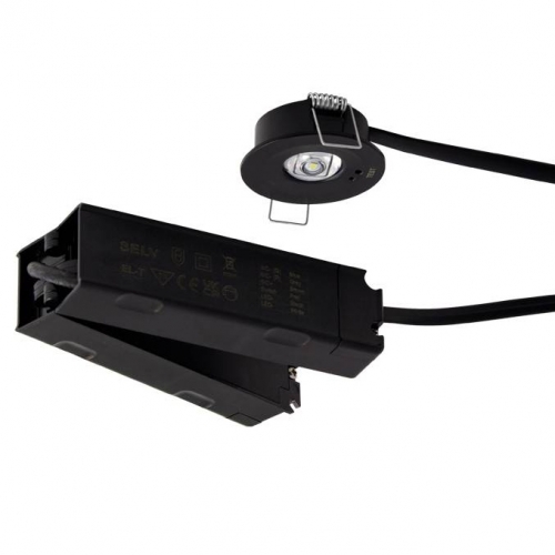 Collingwood Lighting EMRBST Salvus Route Black IP20 1W 120-130Lm Round Recessed Emergency LED Downlight With Daylight White LEDs - Suitable For Open Area/Corridor Installation