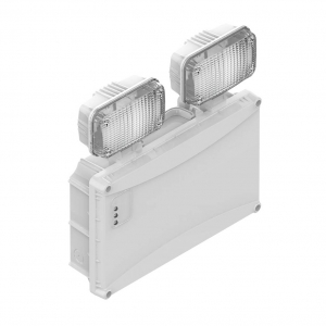 Collingwood Lighting EMTW5MS Salvus White IP65 2.8W 520Lm Non-Maintained Manual/Self-Test Emergency Twin Spotd With Daylight White 6500K LEDs & Adjustable Heads