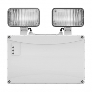 Collingwood Lighting EMTW5MS Salvus White IP65 2.8W 520Lm Non-Maintained Manual/Self-Test Emergency Twin Spotd With Daylight White 6500K LEDs & Adjustable Heads