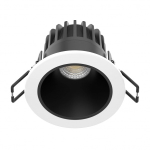 Collingwood Lighting H2D1BLKWHI H2 Deco White IP65 6.5-10W 500-900Lm Fixed Dimmable Wattage & Colour Selectable Baffle Style Downlight With Black Reflector
