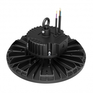 Collingwood Lighting HBAS1V40 Flex Bay Black IP65 100-150W 15000-22500Lm 260mm Round Wattage Selectable Dimmable LED High Bay With Cool White 4000K LEDs