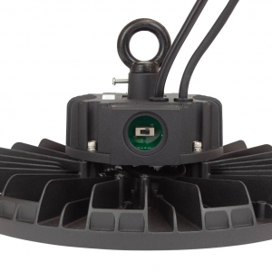 Collingwood Lighting HBAS1V40 Flex Bay Black IP65 100-150W 15000-22500Lm 260mm Round Wattage Selectable Dimmable LED High Bay With Cool White 4000K LEDs