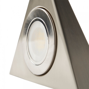 Forum Lighting CUL-35861 Faro Satin Nickel IP44 1.5W 120Lm 3CCT LED Surface Mount Triangular Under Cabinet Light With Opal Diffuser 240V