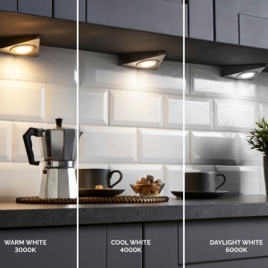 Forum Lighting CUL-35861 Faro Satin Nickel IP44 1.5W 120Lm 3CCT LED Surface Mount Triangular Under Cabinet Light With Opal Diffuser 240V
