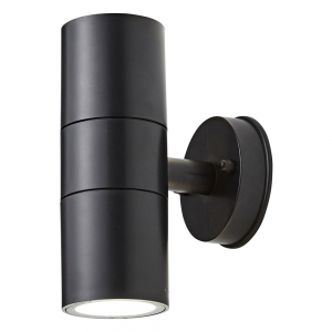 Forum Lighting CZ-25144-BLK-65 Neso Black IP65 Up + Down GU10 Tubular Wall Light - Requires 2 x 7W GU10 LED Lamps 240V