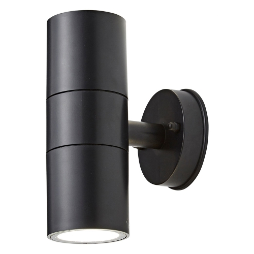 Forum Lighting CZ-25144-BLK-65 Neso Black IP65 Up + Down GU10 Tubular Wall Light - Requires 2 x 7W GU10 LED Lamps 240V