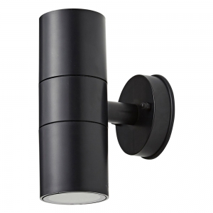 Forum Lighting CZ-25144-BLK-65 Neso Black IP65 Up + Down GU10 Tubular Wall Light - Requires 2 x 7W GU10 LED Lamps 240V