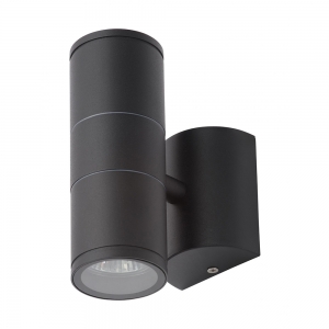 Forum Lighting CZ-29320-BLK Islay Black IP44 Up + Down GU10 Tubular Wall Light - Requires 2 x 7W GU10 LED Lamps 240V