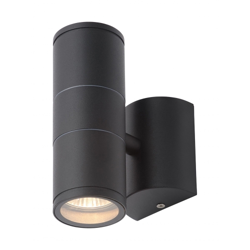 Forum Lighting CZ-29320-BLK Islay Black IP44 Up + Down GU10 Tubular Wall Light - Requires 2 x 7W GU10 LED Lamps 240V