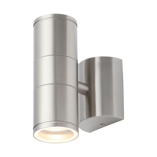 Forum Lighting CZ-29320-SST Islay Stainless Steel IP44 Up + Down GU10 Tubular Wall Light - Requires 2 x 7W GU10 LED Lamps 240V