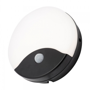 Forum Lighting CZ-34015-BLK Turus Black IP54 15W 840Lm Round 3CCT Security LED Bulkhead With PIR & Opal Diffuser 240V