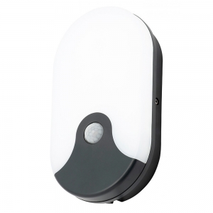 Forum Lighting CZ-34017-BLK Turus Black IP54 15W 840Lm Oval 3CCT Security LED Bulkhead With PIR & Opal Diffuser 240V